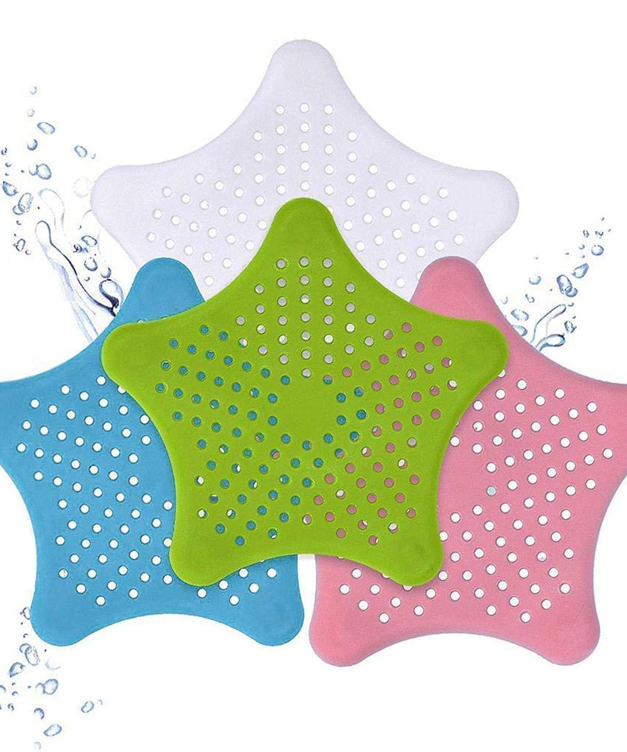Hair-catching star drain cover for sink or shower