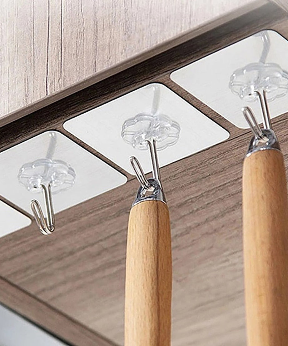 Stainless steel adhesive wall hooks, set of 100