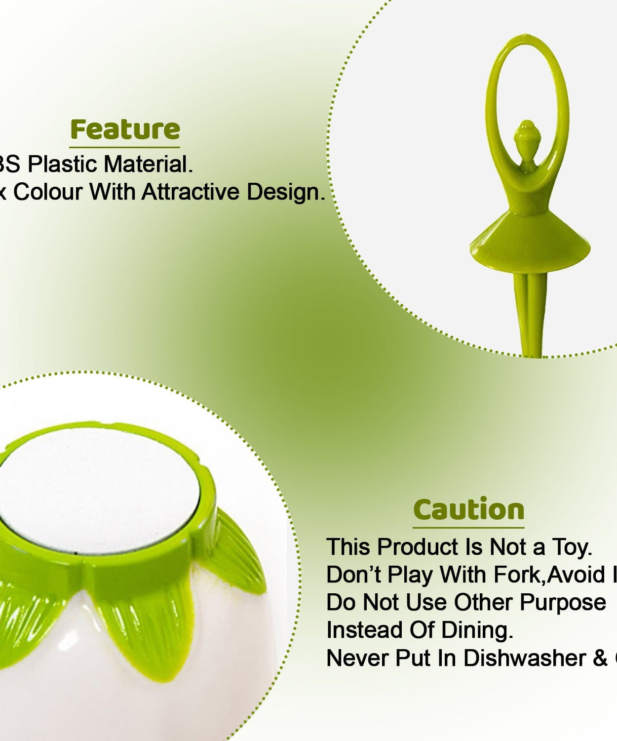 Set of 6 fruit forks with a decorative dancing doll holder