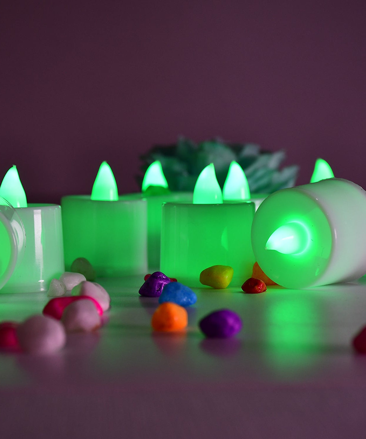 Green LED flameless candles