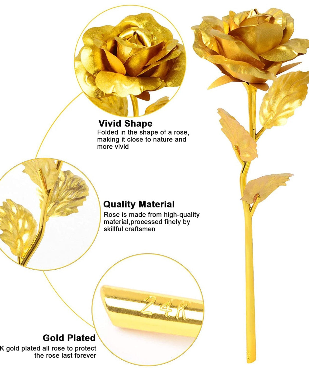 Golden rose decoration item