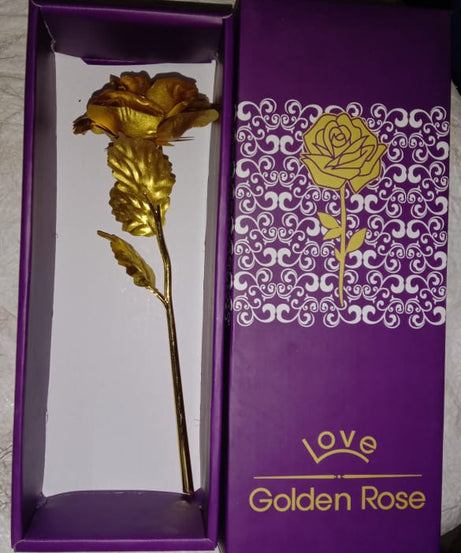 Luxury Decorative Gold Plated Artificial Golden Rose with Premium Box