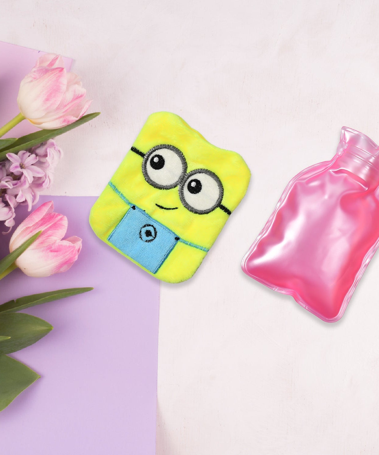 Hot water bag with Minions design, suitable for cramps and hand warmer