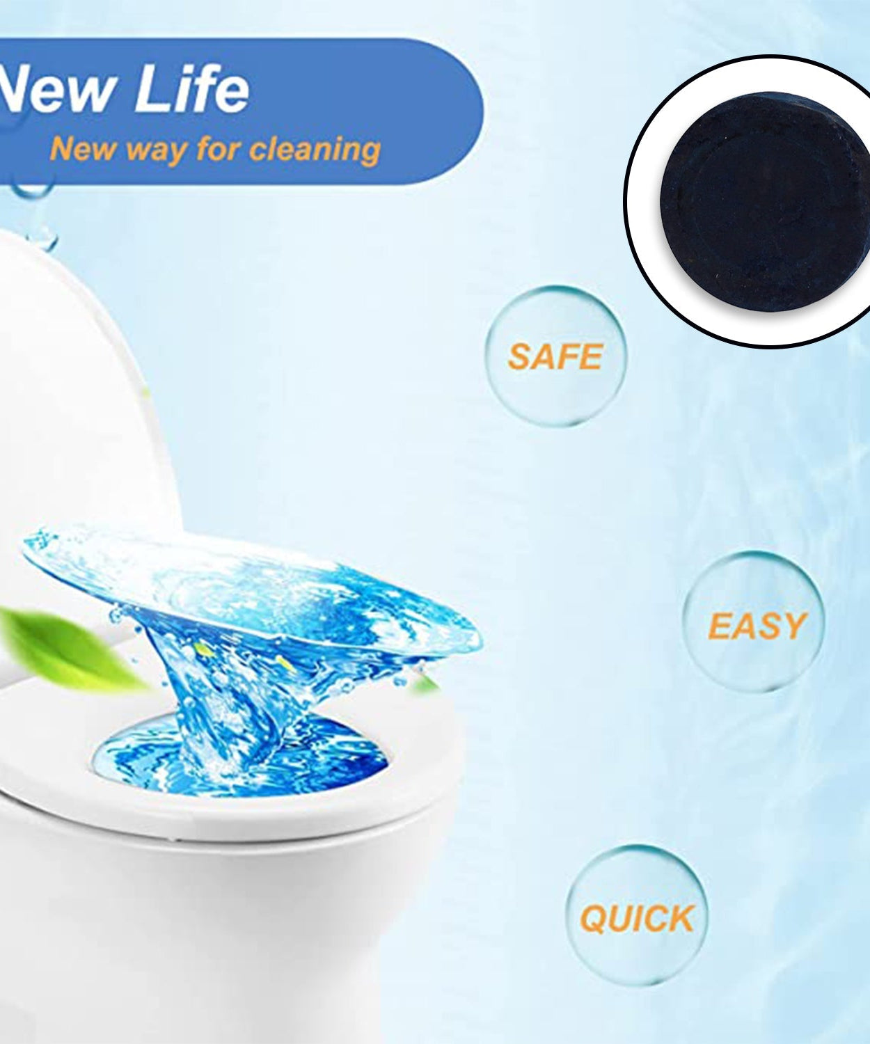 Ocean blue flush tabs for toilet cleaning, 100 grams