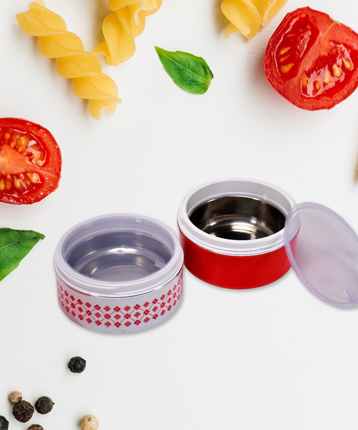 Blue insulated lunch box with 2 tiers.