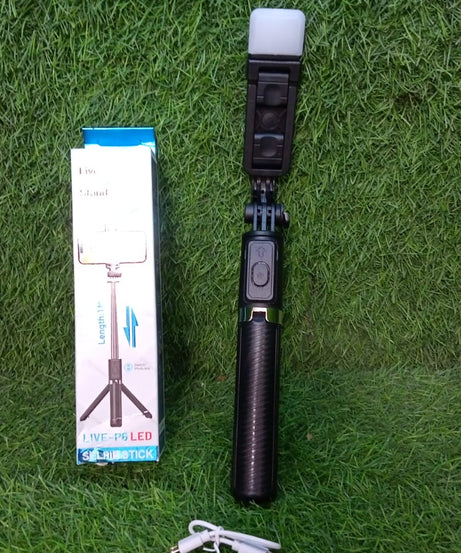 Portable selfie stick with tripod and Bluetooth for mobile photography