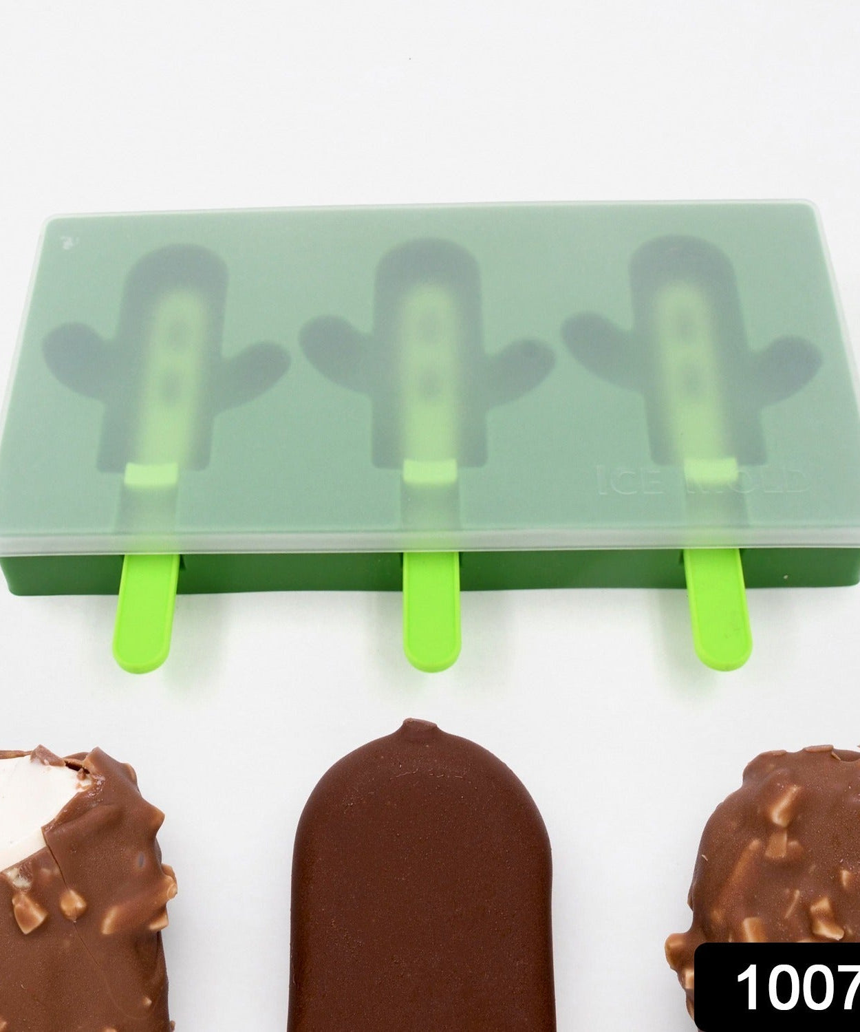 Ice Cream Mould sicle Mold, Cactus Shape Ice  Molds Homemade sicle for DIY Ice sicle, 3-Cavity Summer Food Kitchen Tools (1 Pc)