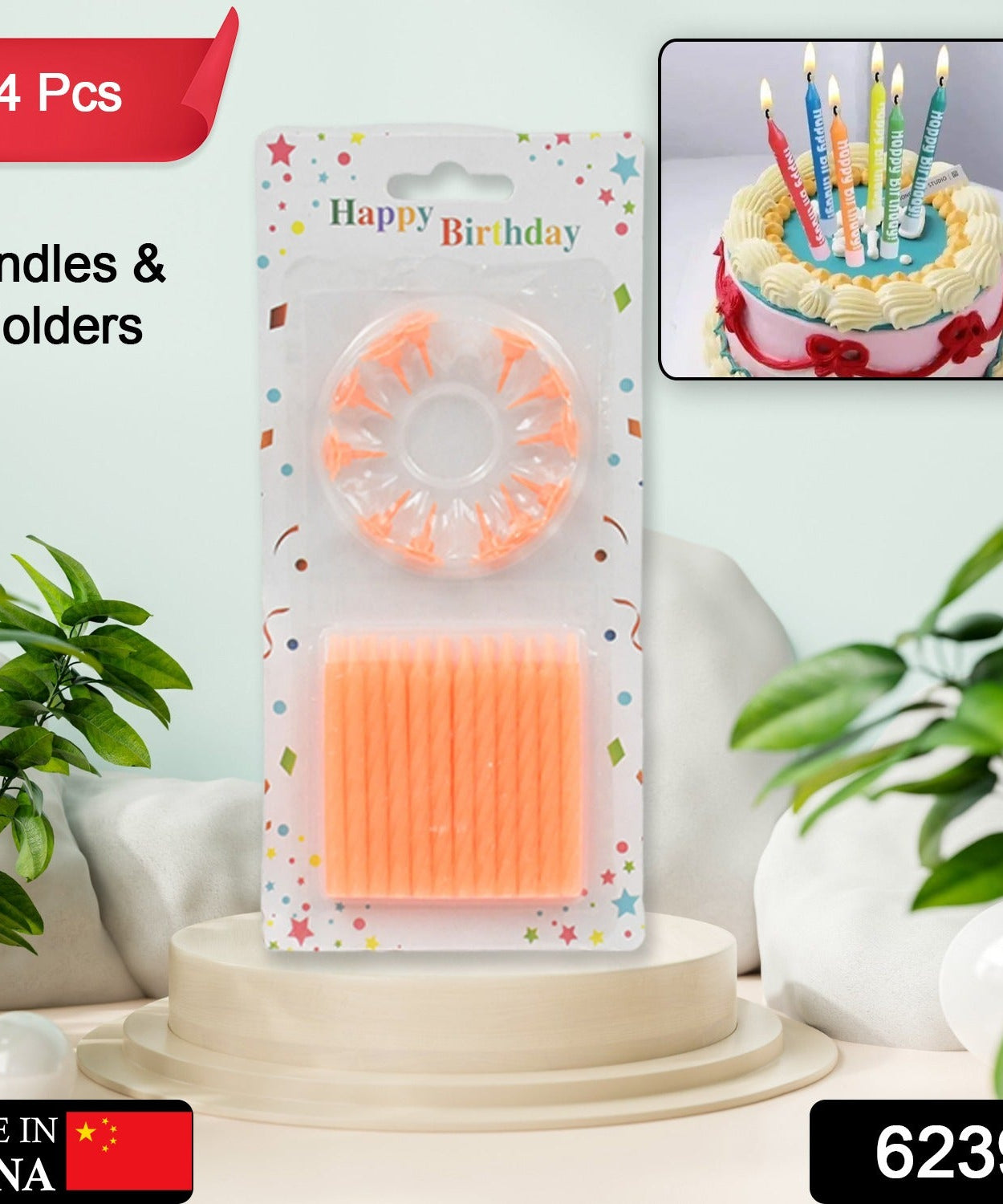 Set of birthday candles, pack of 24 pieces.