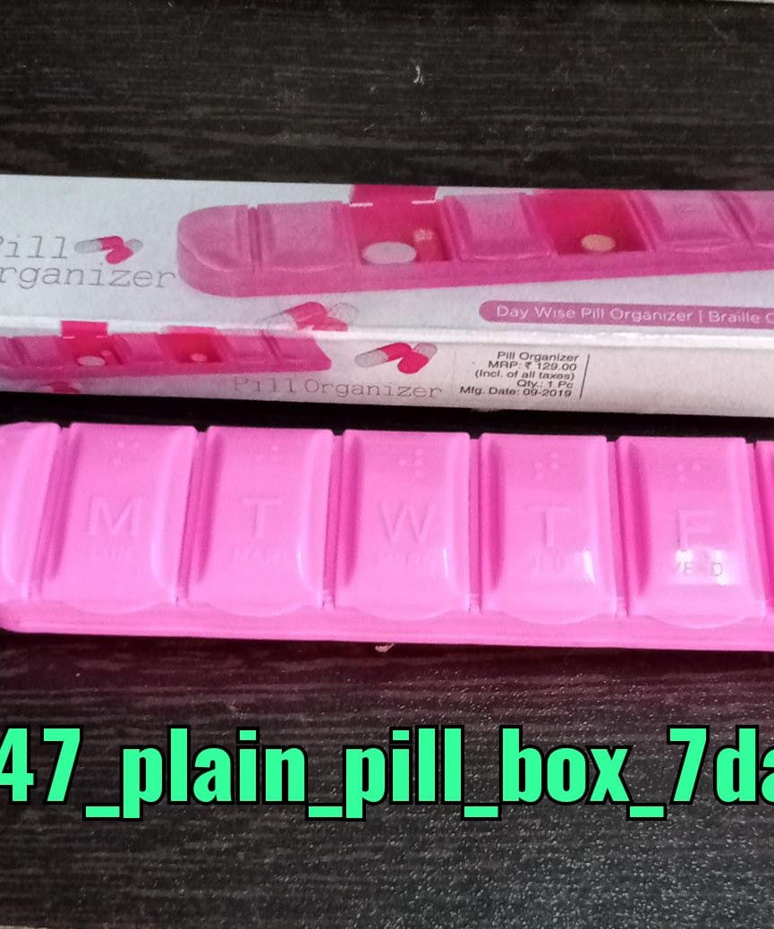 7-day pill box for organizing medication.