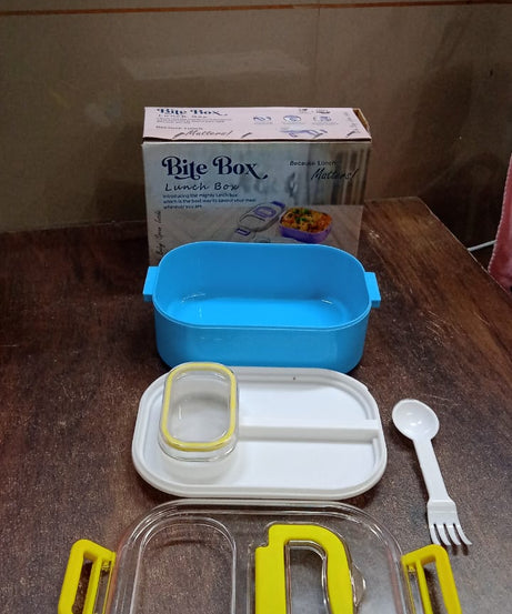 Durable Plastic Lunch box for Kids With 2 in 1 Spoon, Fork (1 Pc)