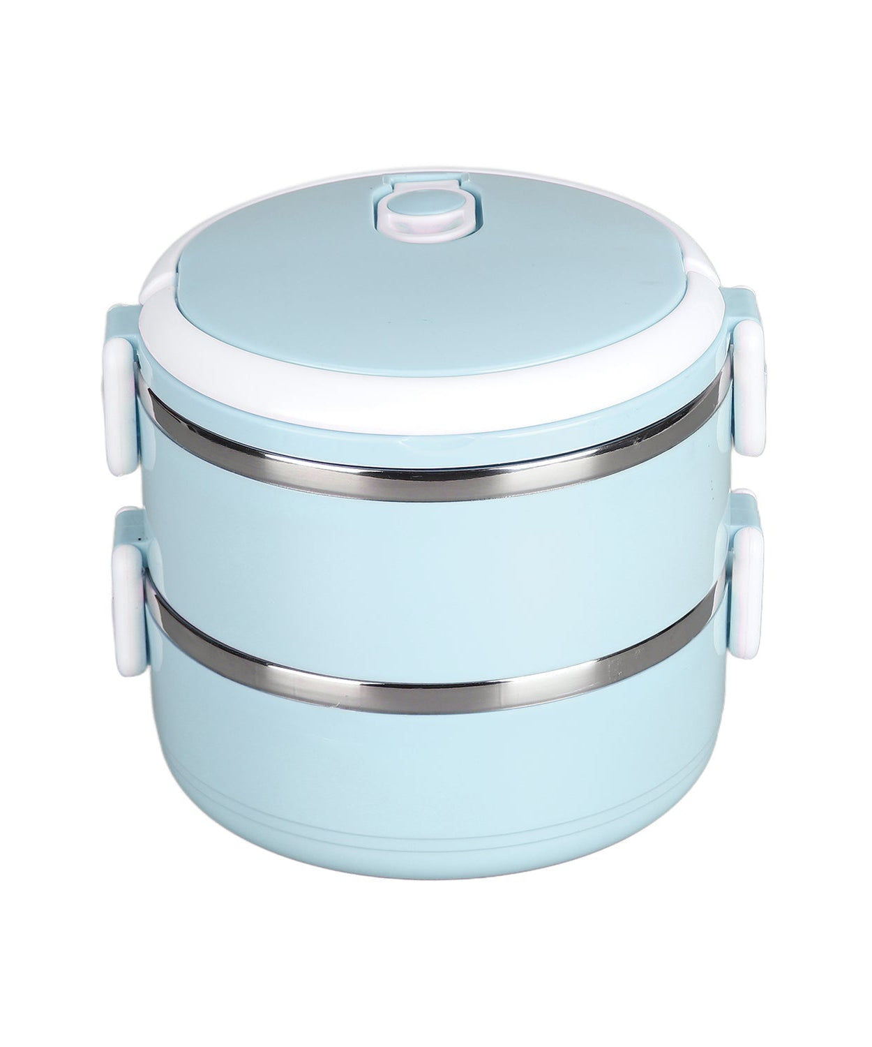 Multi-layered stainless steel lunch box, two layers.