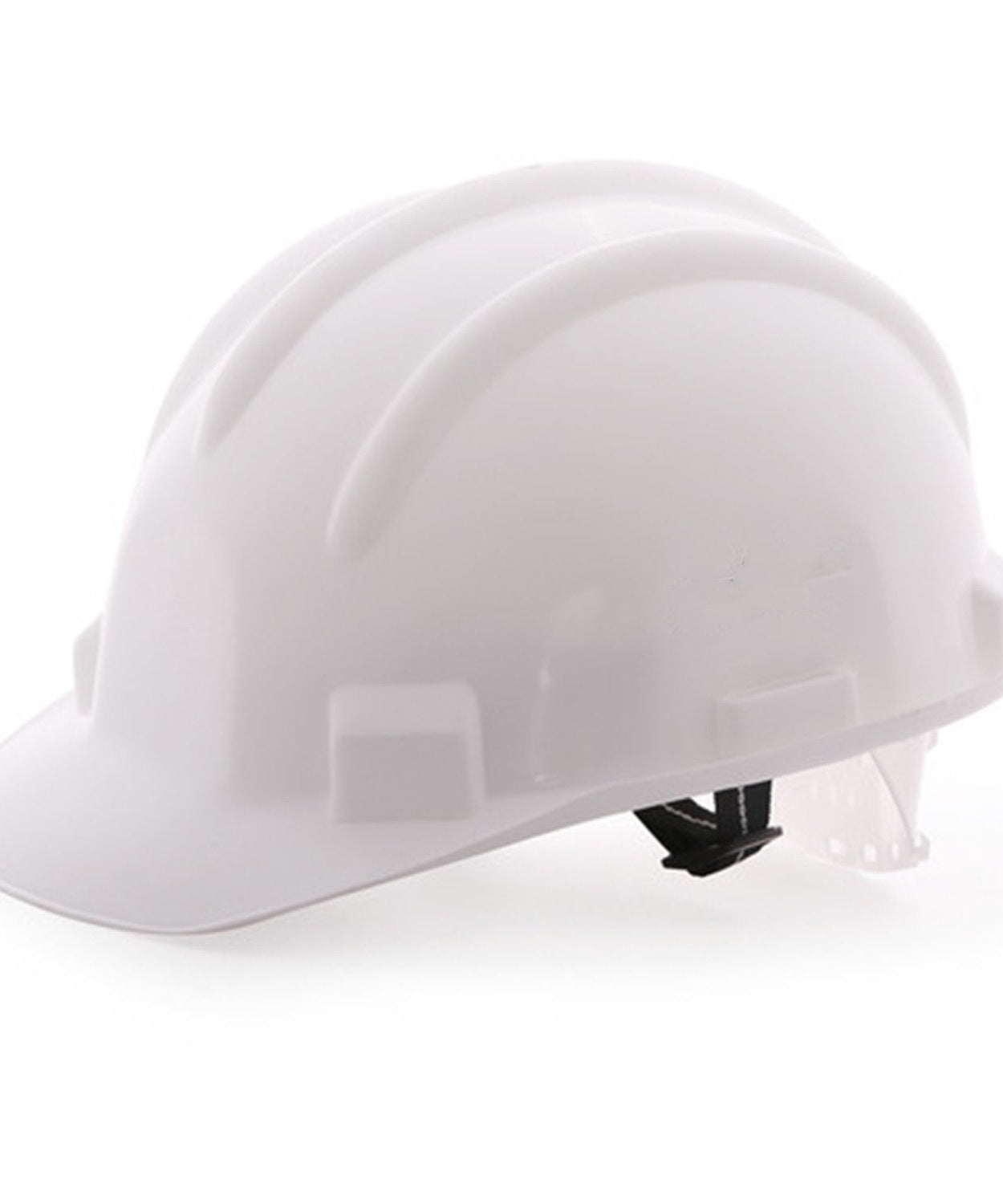 Safety helmet in use on a construction site, demonstrating its protective qualities