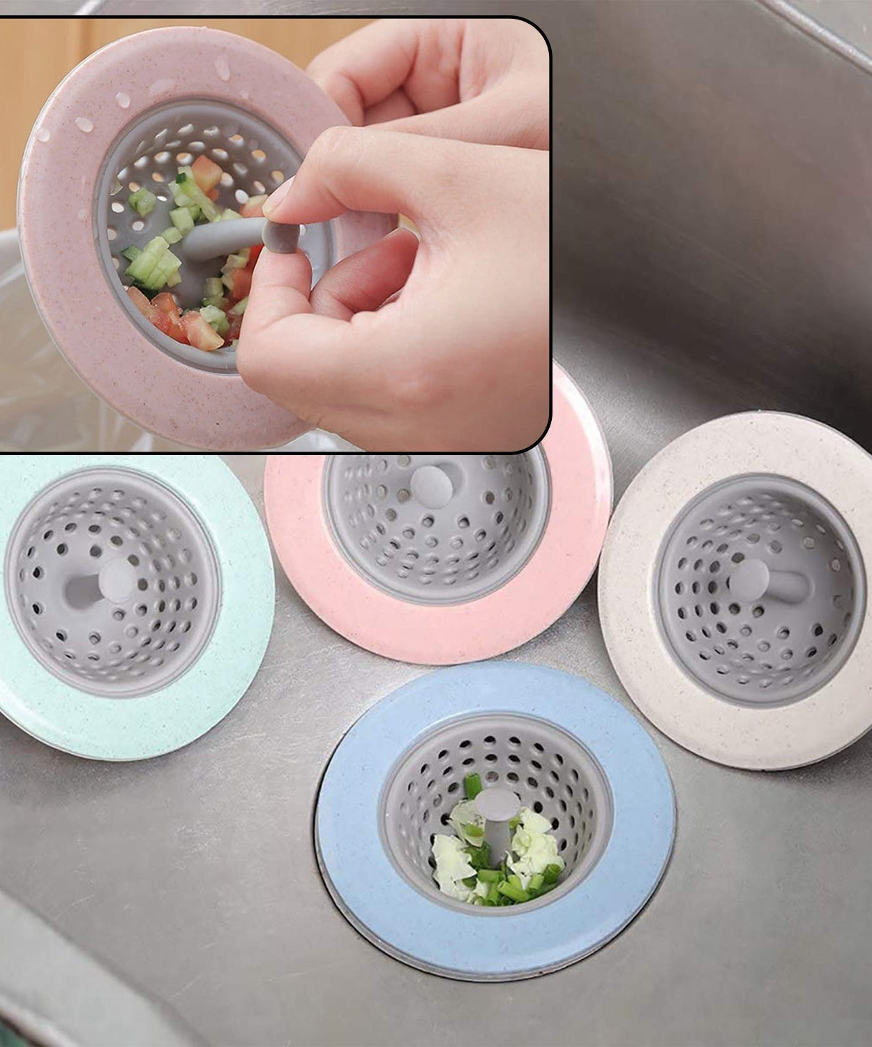 Kitchen sink strainer, silicone with fine mesh