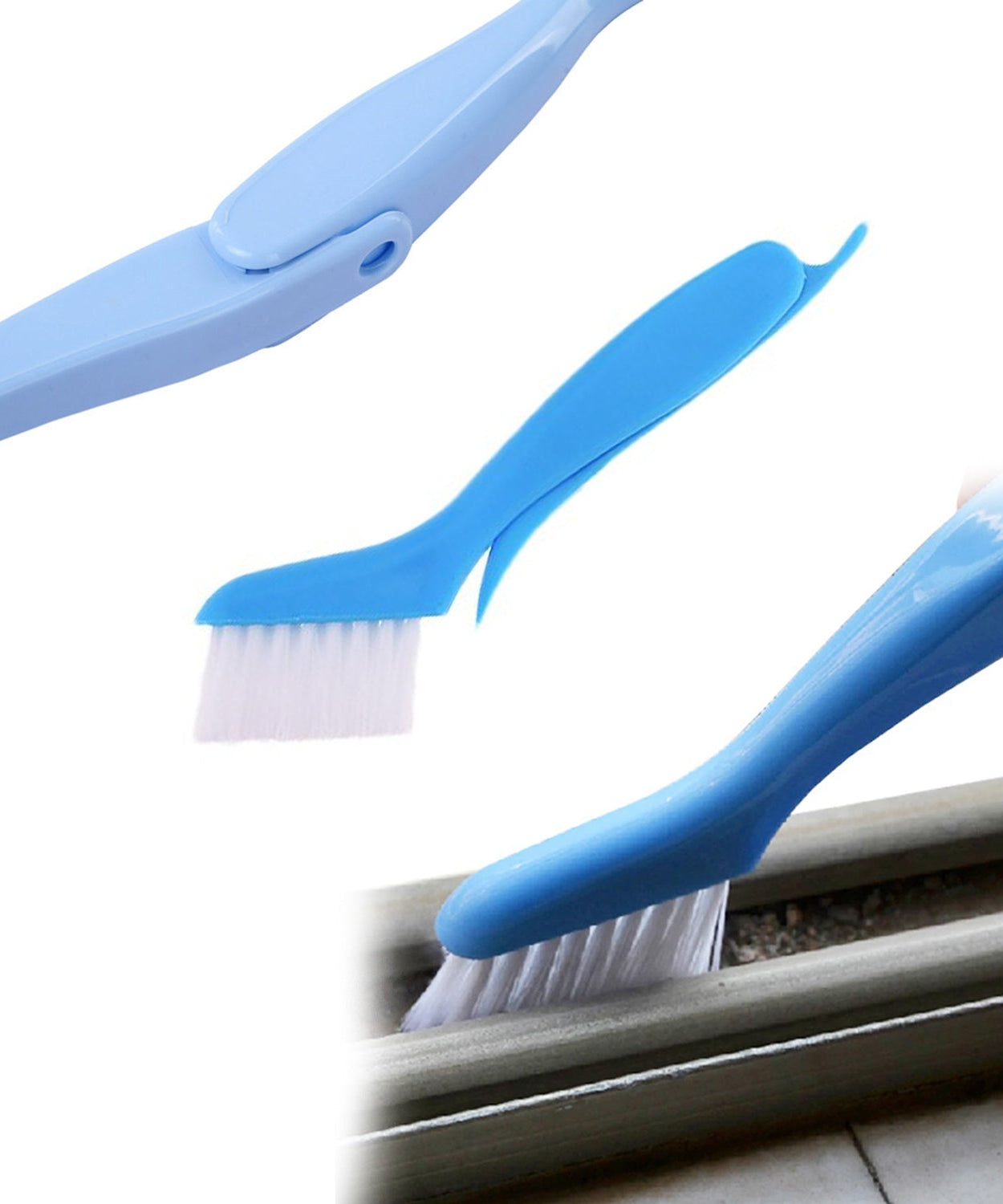 Folding cleaning brush with a compact design for efficient storage