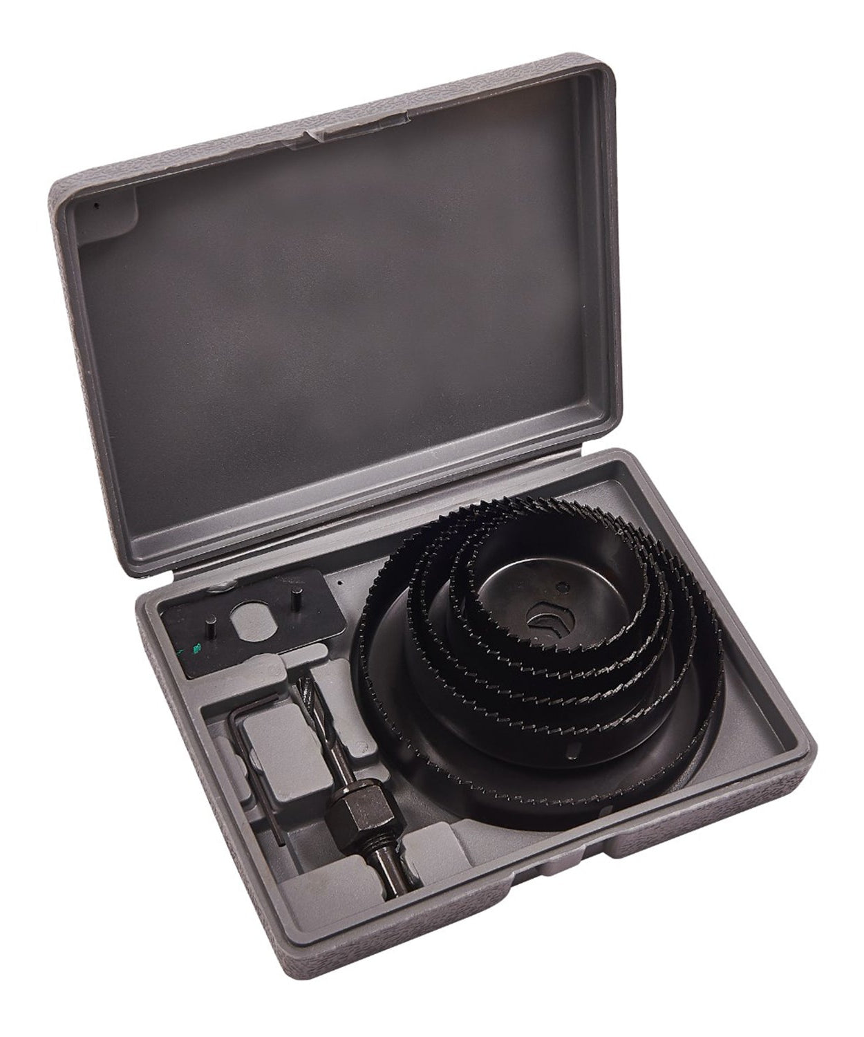 Set of 8 hole saws with carbon arbor