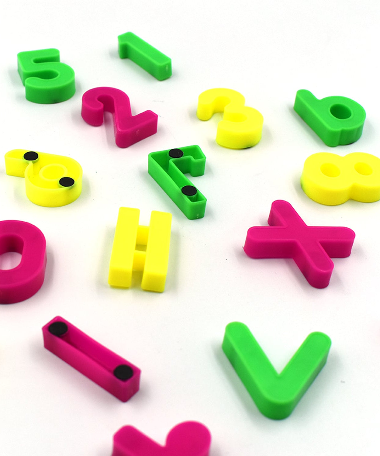 Magnetic number symbols toy, designed to aid in cognitive development.