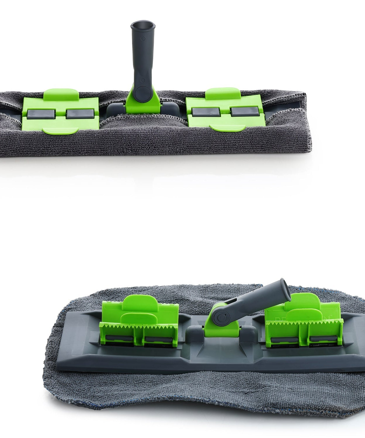 Microfiber flat mop for wet and dry cleaning, 360-degree rotating head, telescopic handle.