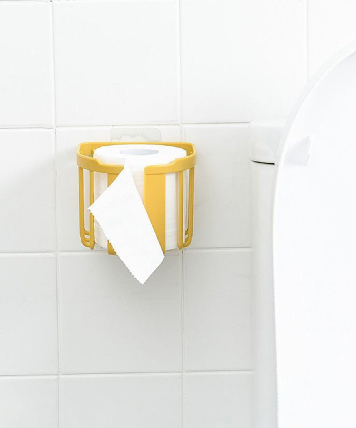 Durable toilet roll holder made from high-quality materials.