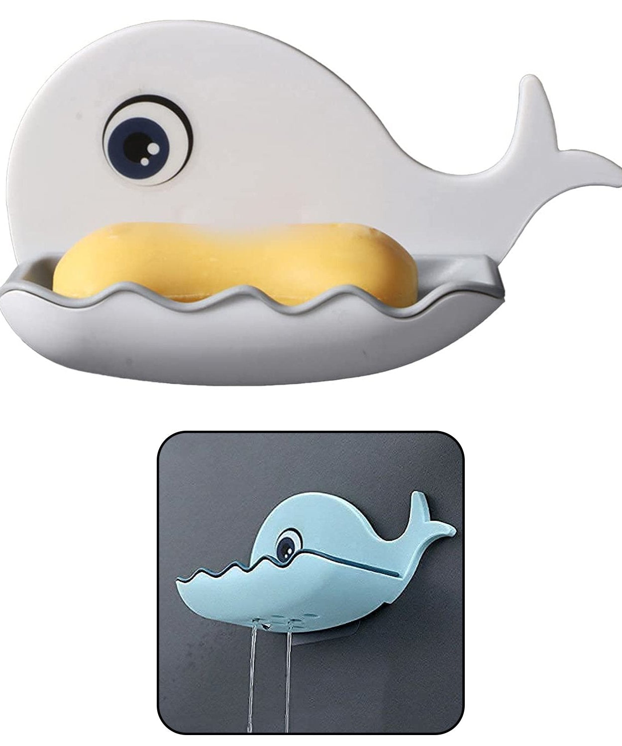 Fish-shaped soap dish holder, wall-mounted and waterproof, suitable for bar soap, comes in a pack of 2