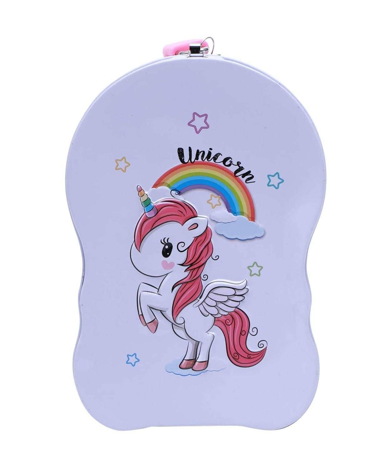 Cute cartoon character metal piggy bank for storing coins and saving money