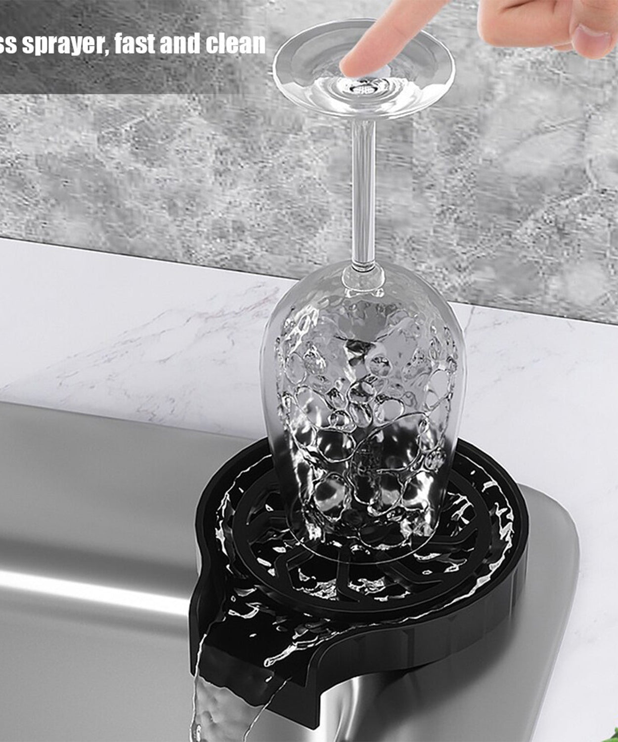 Kitchen sink glass rinser