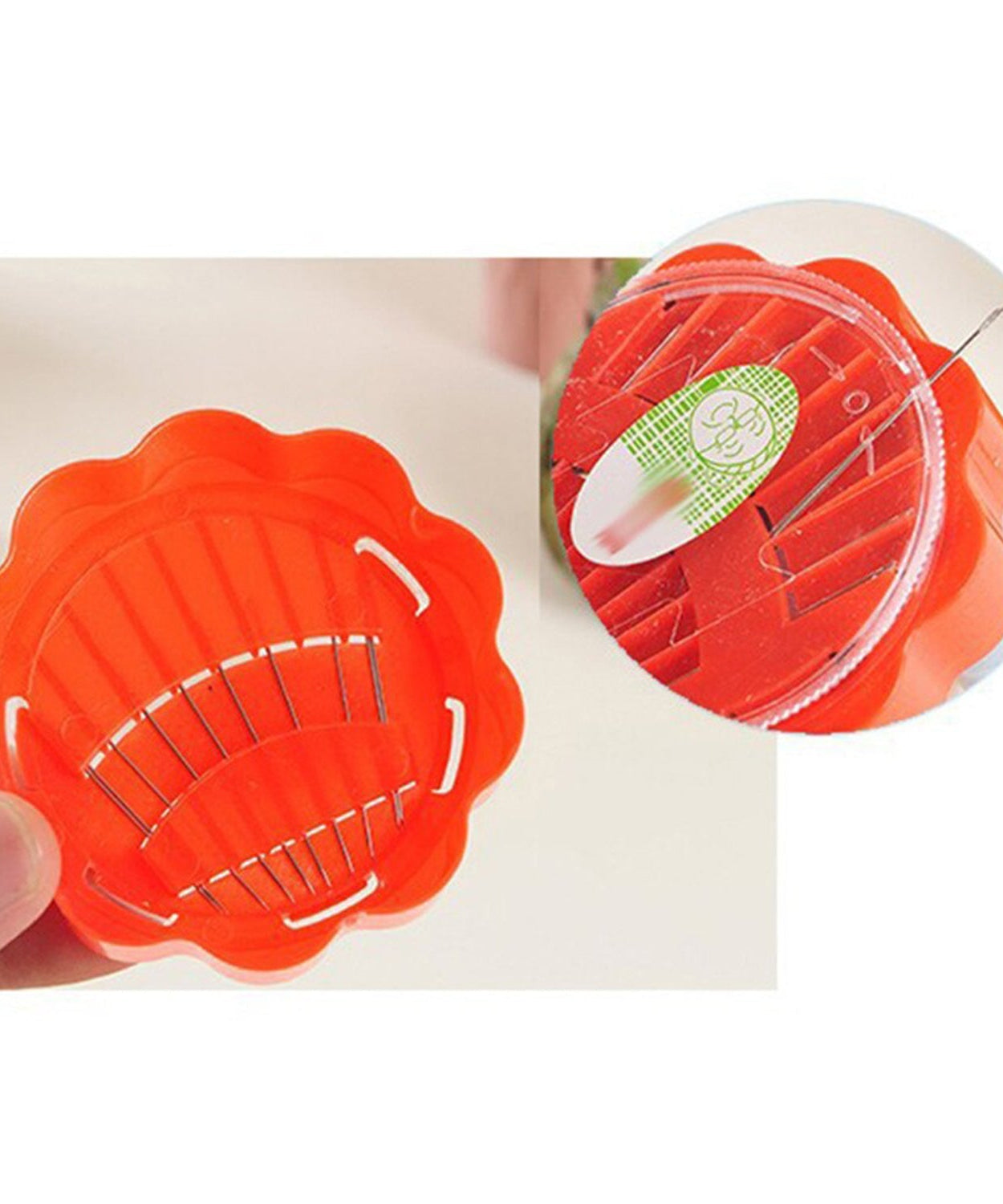 Sewing box organized with various compartments for efficient storage of sewing materials.