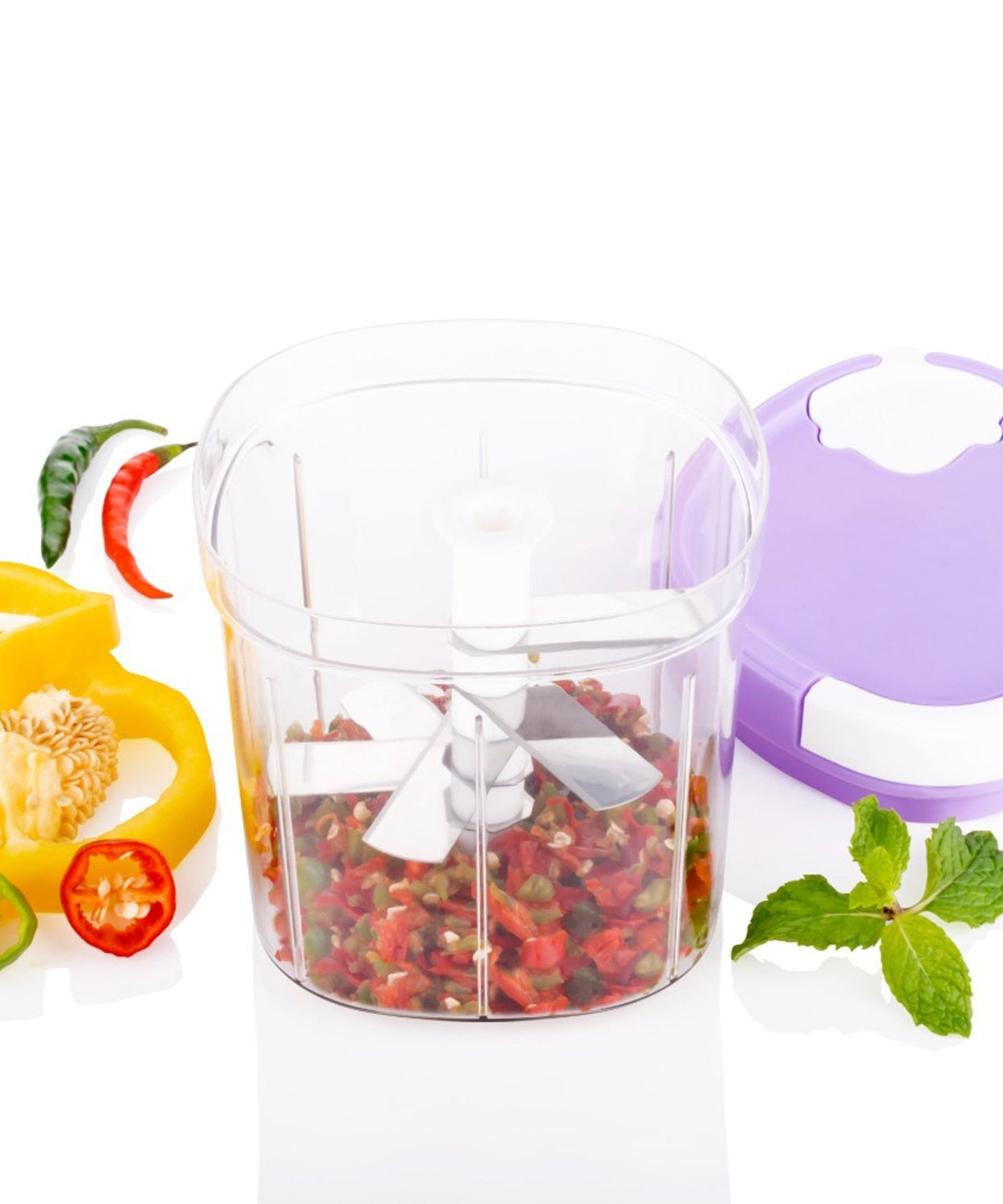 2 in 1 chopper and slicer with a built-in blade system for easy and quick food preparation