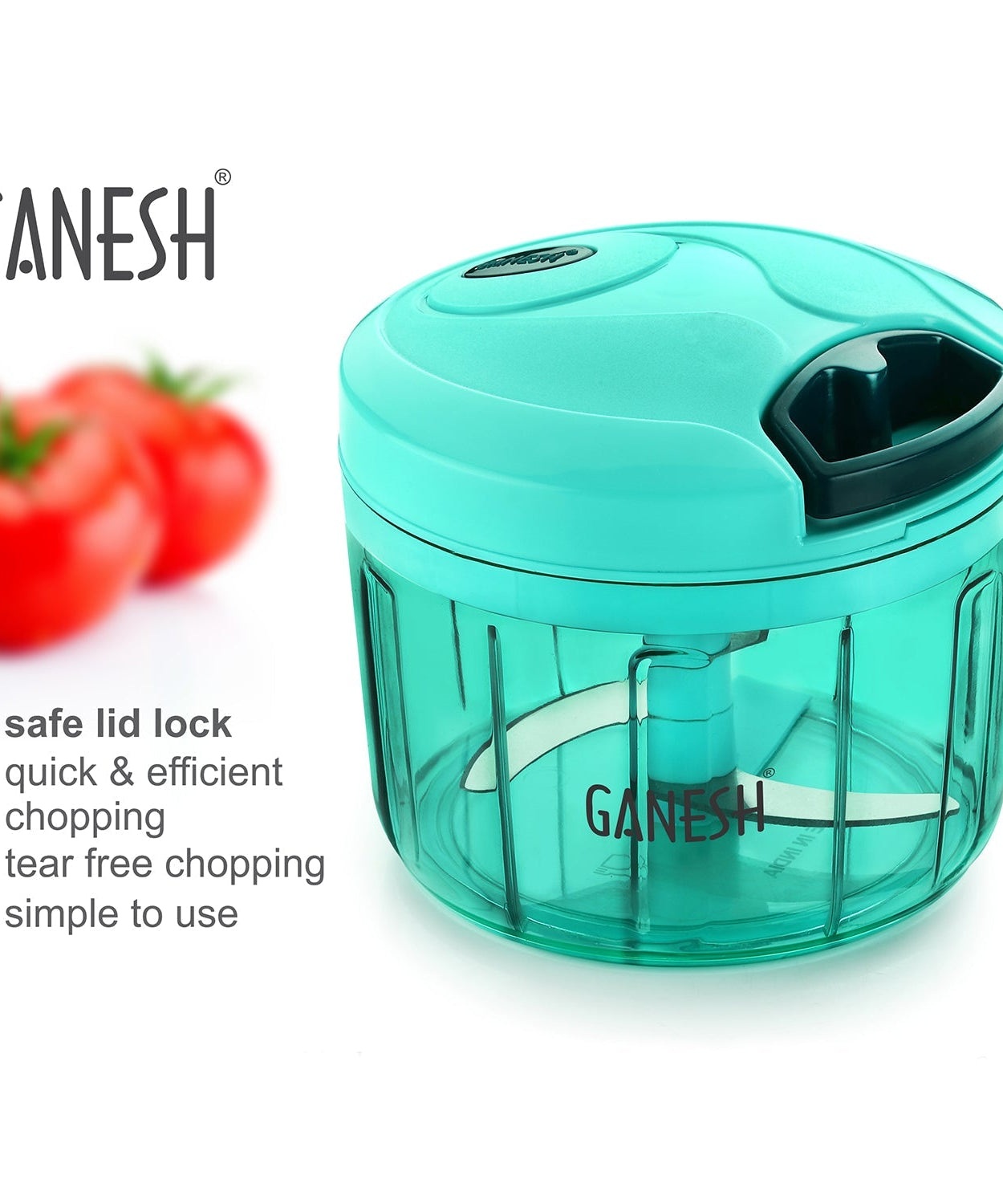 Ganesh Quick Vegetable Chopper, 725 ml, shown from multiple angles.