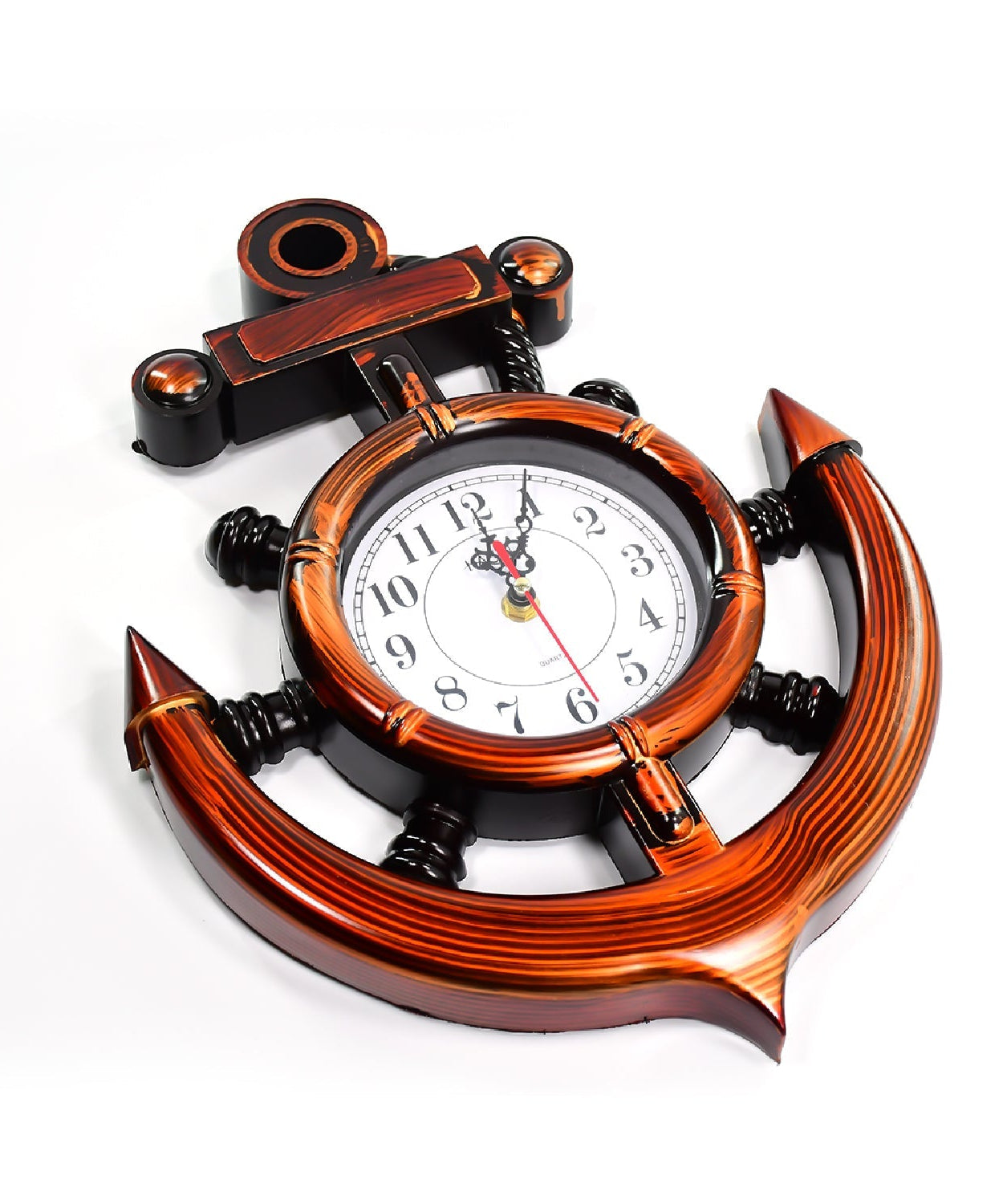 Decorative wall clock featuring an anchor design.