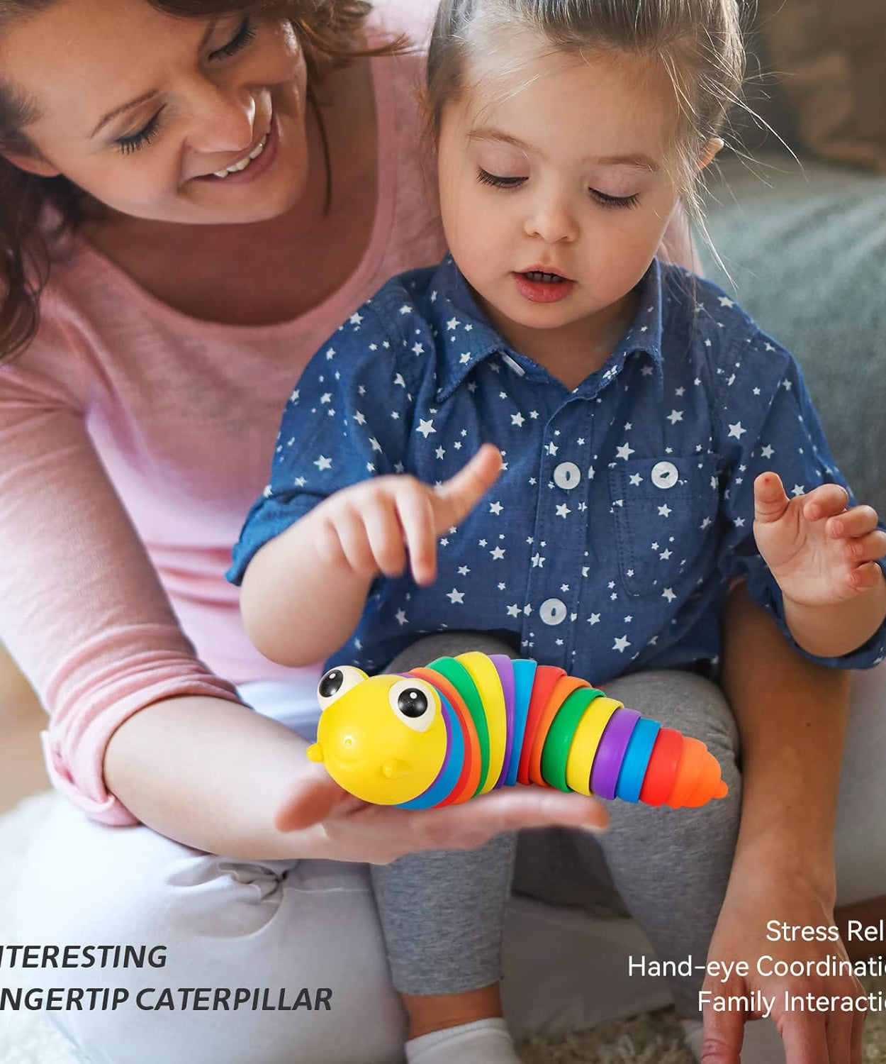 3D Rainbow Color Plastic Slug Fidget Toys, Stress Relieving Toy, Sensory Slug Toy for Boys and Girls, Finger slug Toy, for Autistic, Caterpillar Fidget Toys Stress Relief Gifts for Toddlers Kids Adults  (1 Pc)