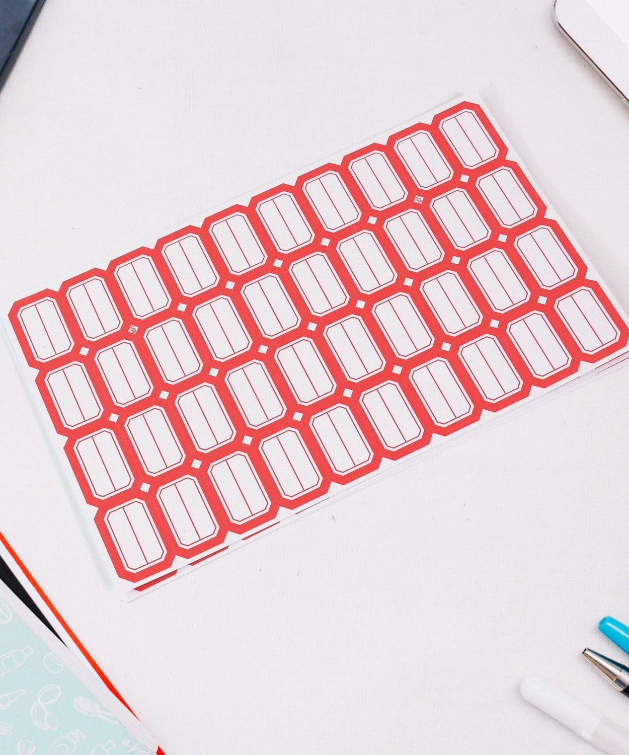 Multipurpose Blank Label Sticker Sheets Red Border Self-Adhesive Writable Stickers for Bottles (50 Sheet)