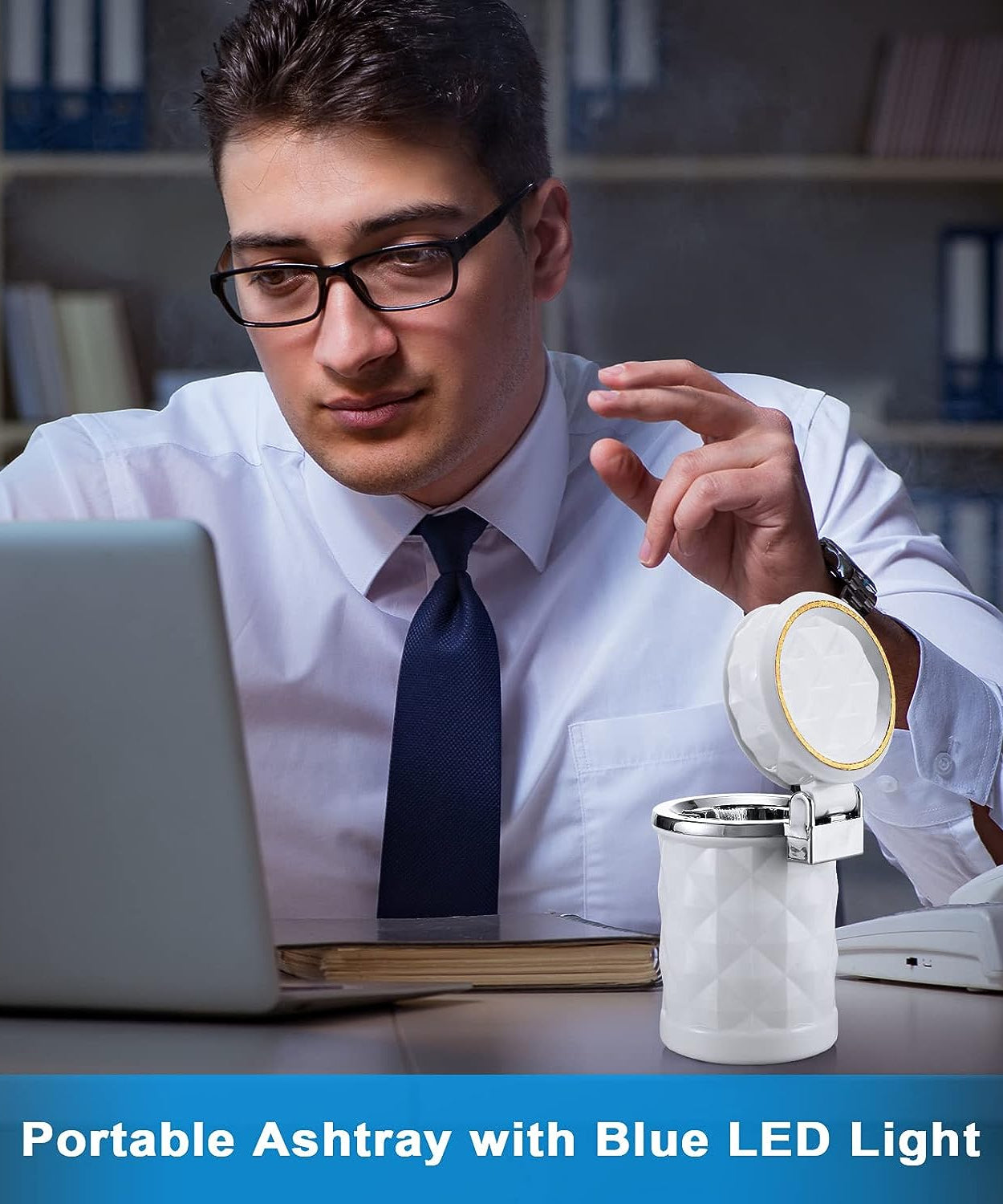 LED light car ashtray with lid, ideal for decorative use