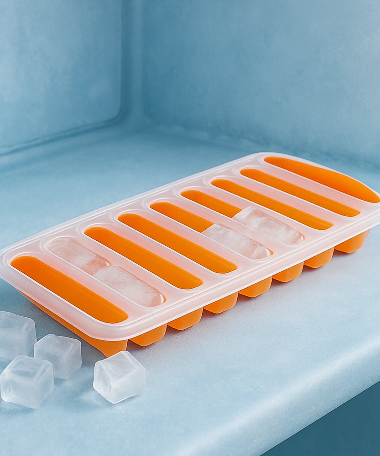 Water Bottle Ice Stick Tray with Push  Cubes