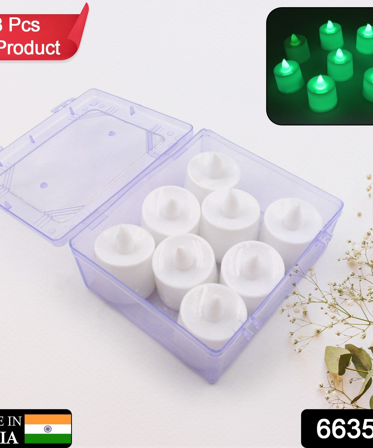 Smokeless green LED tea light candles for decoration