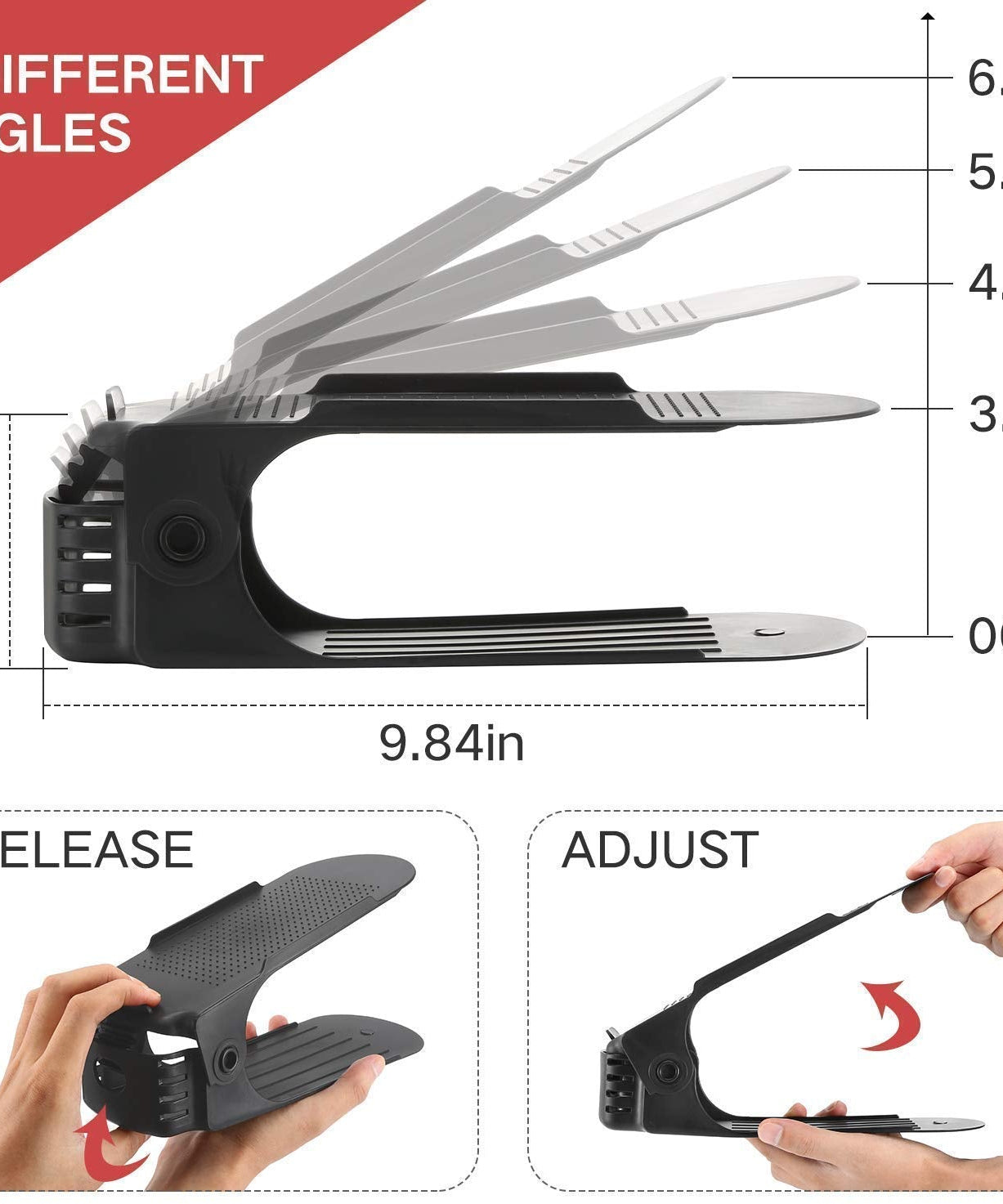 Versatile shoe slots organizer with adjustable design.