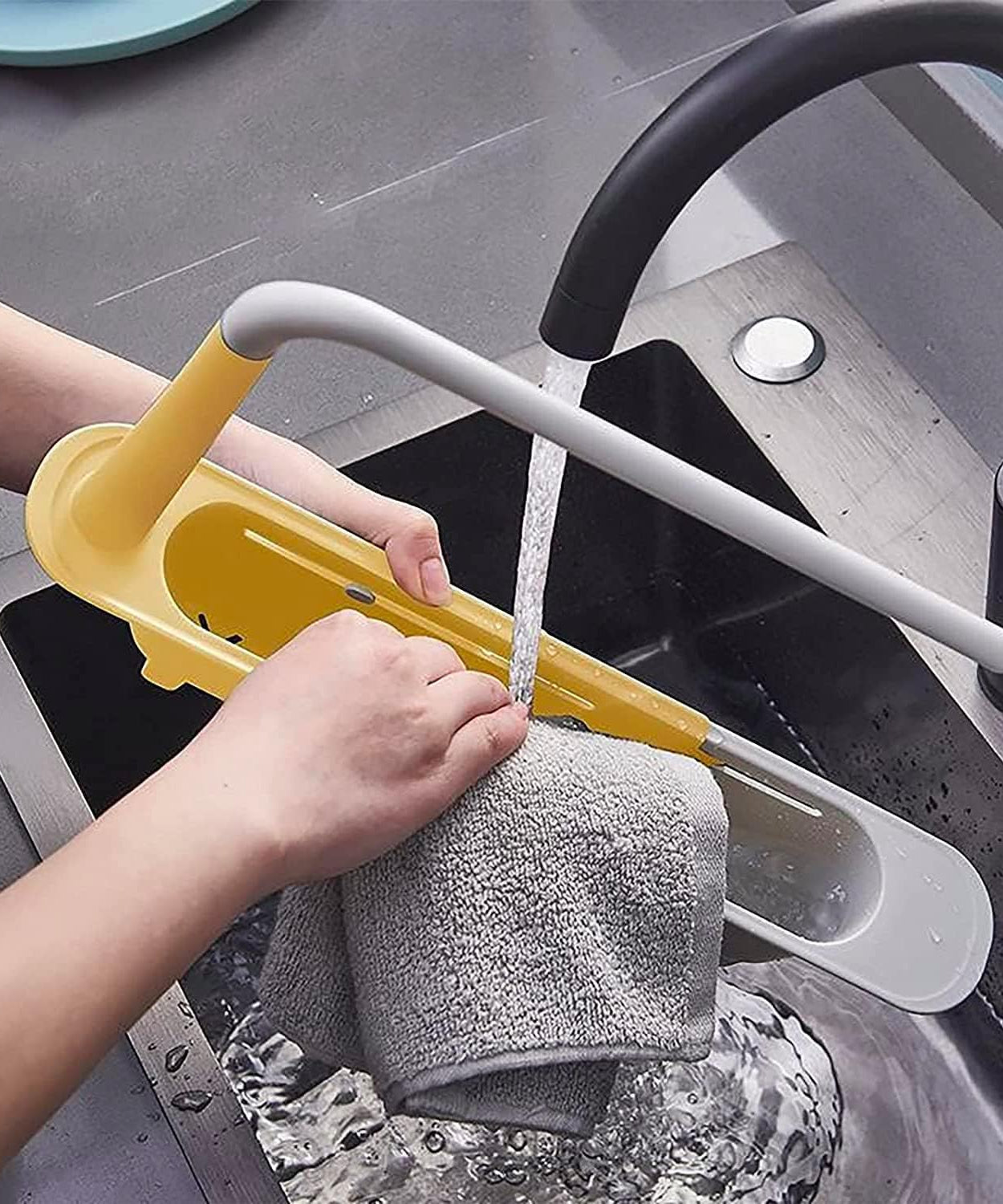 Telescopic Sink Storage Rack Material Kitchen Rag Rack Dishwashing Organizer Shelf Drain Basket Pp Under Sink Organizers ( Mic Color 1 Pc)