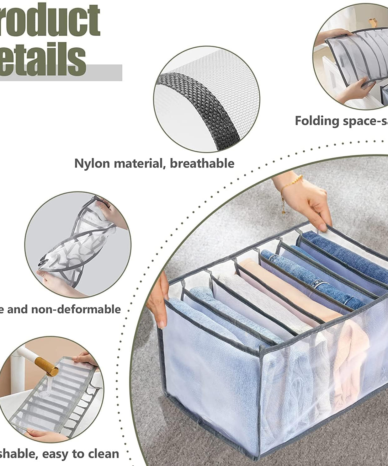 Wardrobe storage container with grids