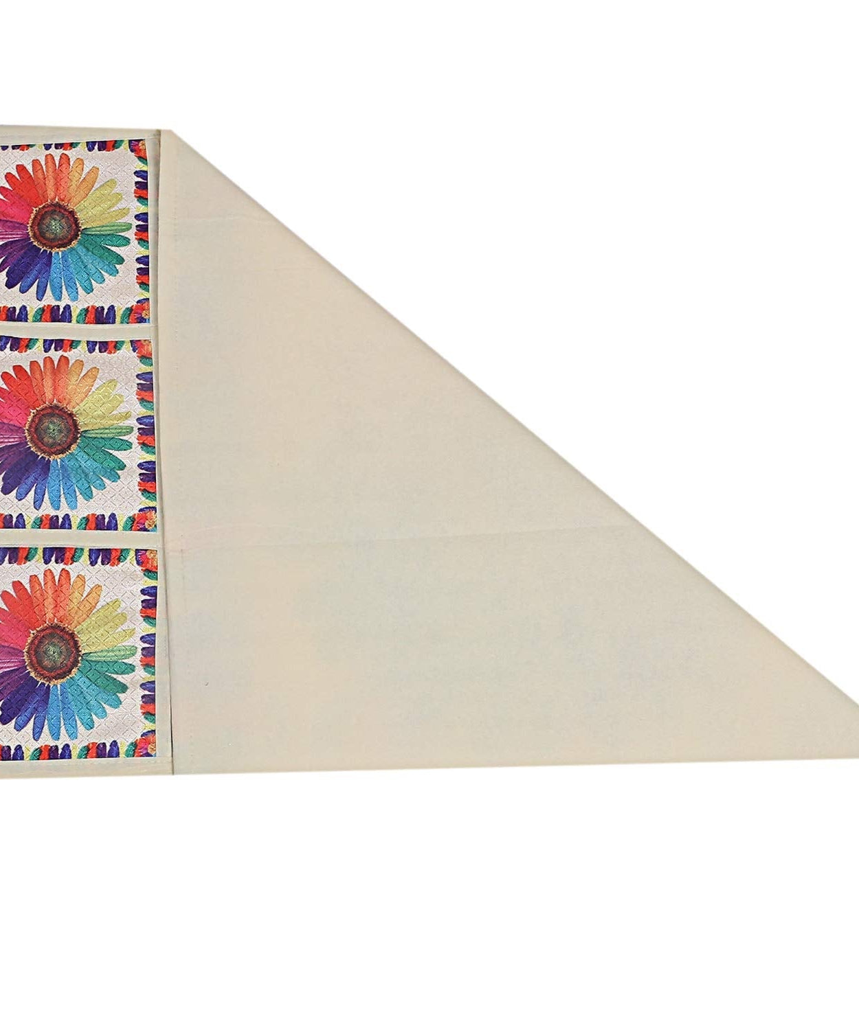 Decorative top cover for refrigerator with fruit design, white and maroon.