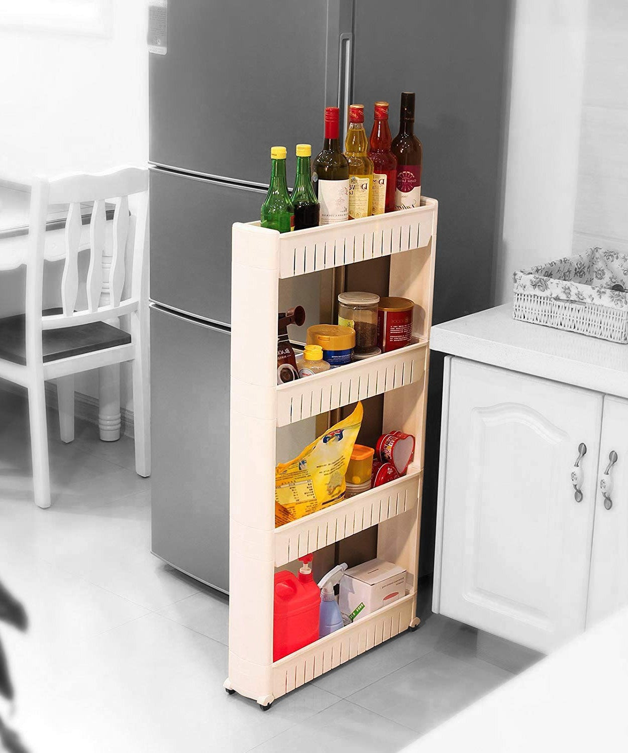 Space saving 4-layer organizer rack shelf