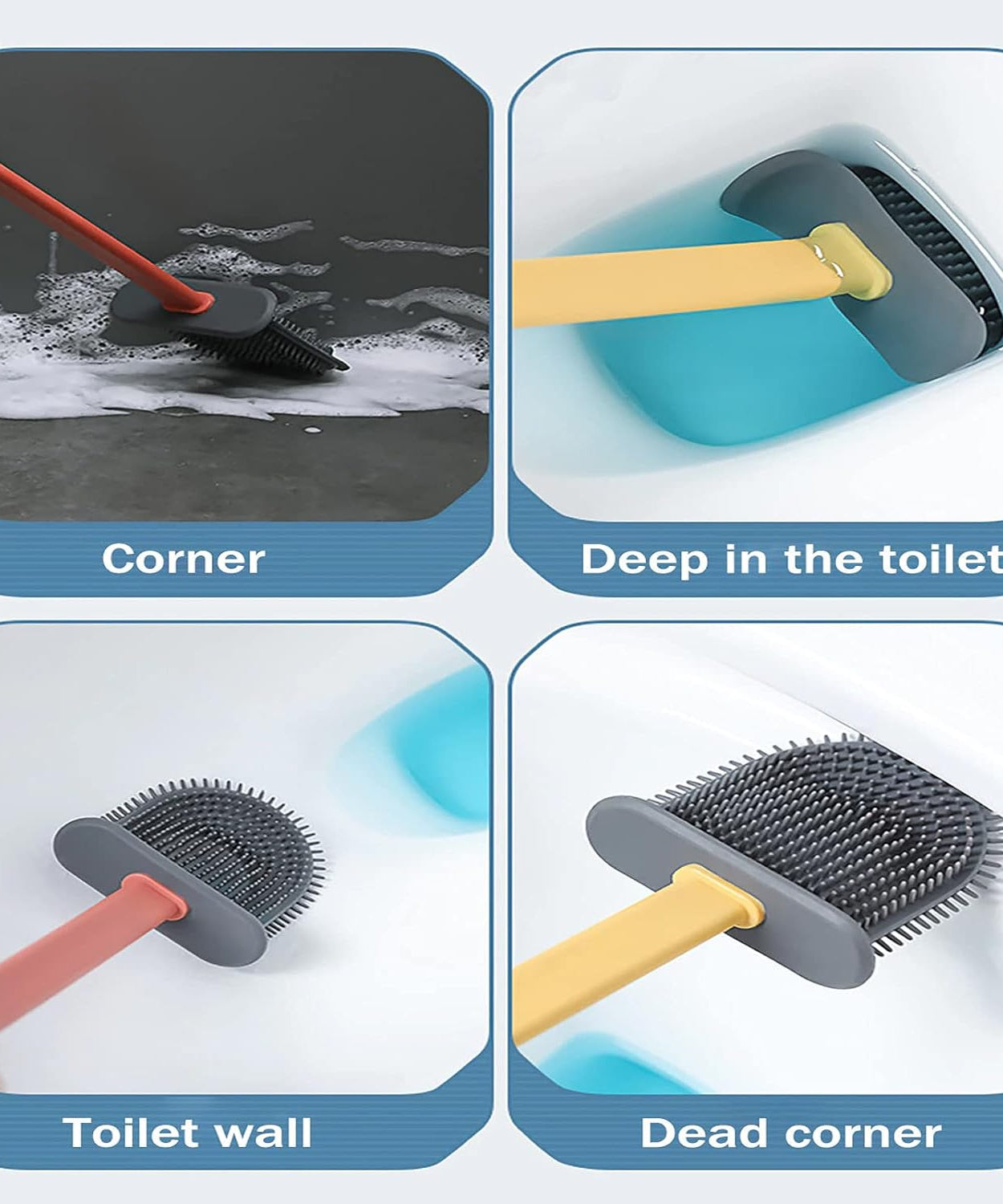 Silicone toilet brush set