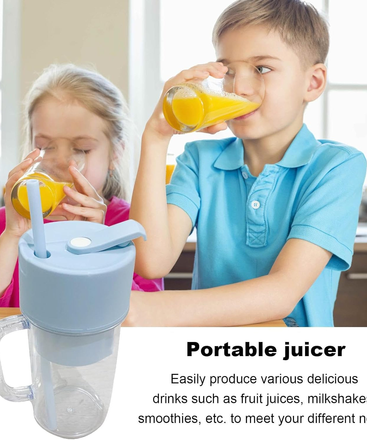 2 In1 Portable Crusher Juicer With Handle & Straw for Smoothie Sipper USB Rechargeable (340 ml) 6 Stainless Steel Blades Compact Juicer Mixer, Juicer Portable Fresh Juice Blender Portable Electric Juicer ( 340 ML )