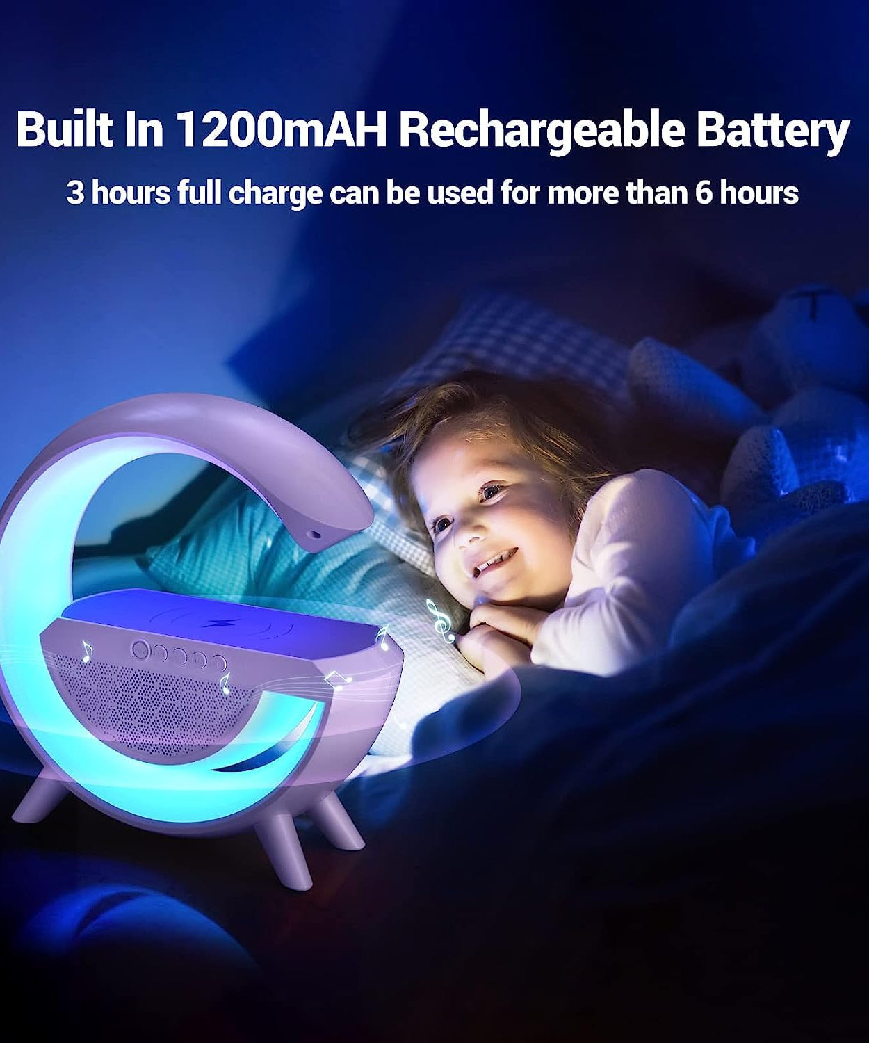 LED lamp with music speaker and wireless charging