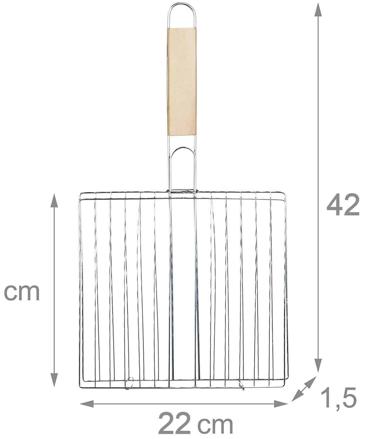 Square grill for papad and barbecue with wooden handle