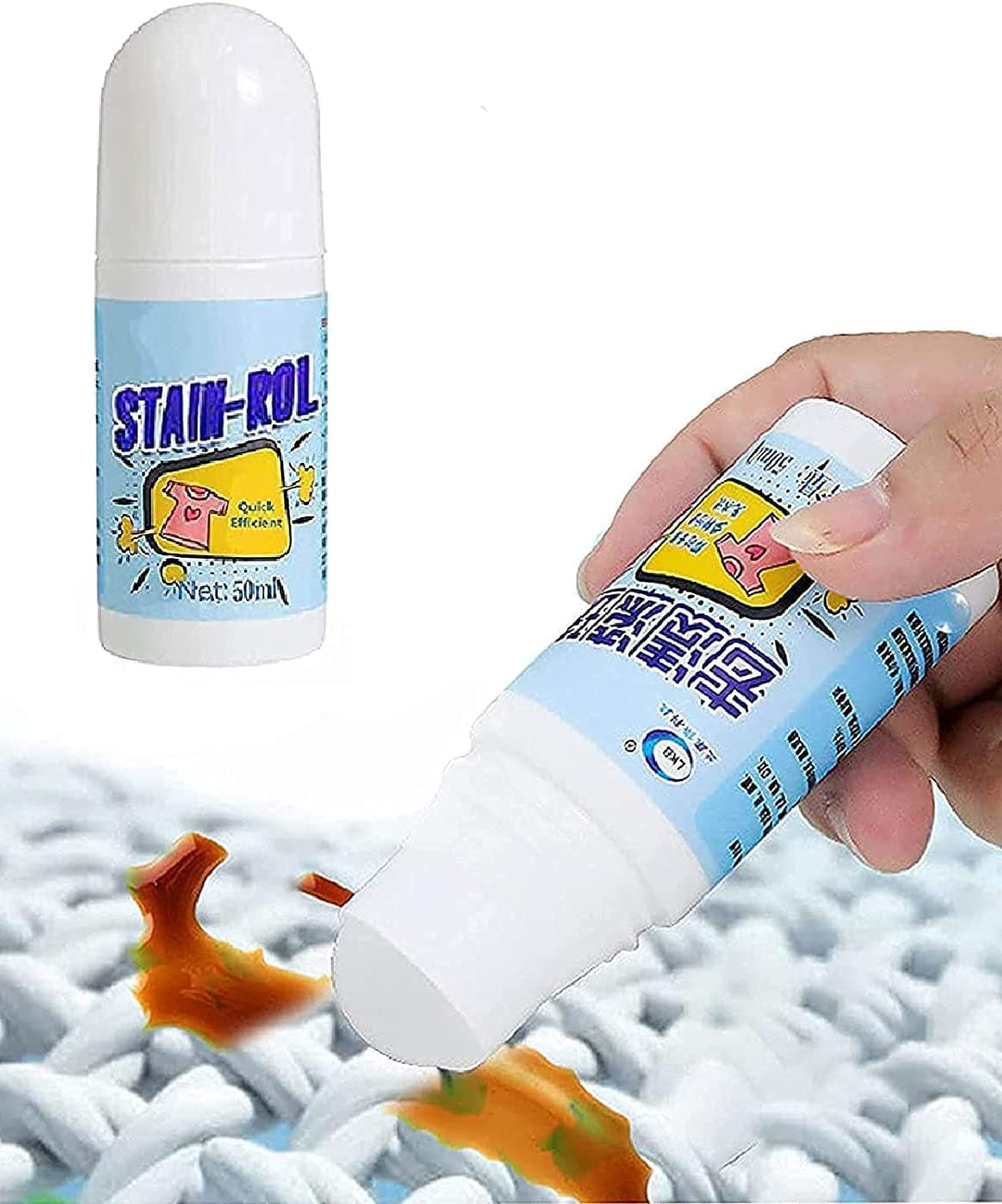 Clothes Stain Remover Bead Design Emergency Stain Rescue Roller Cleaner for Natural Fabric Removes Oil Almost All Types of Fabrics