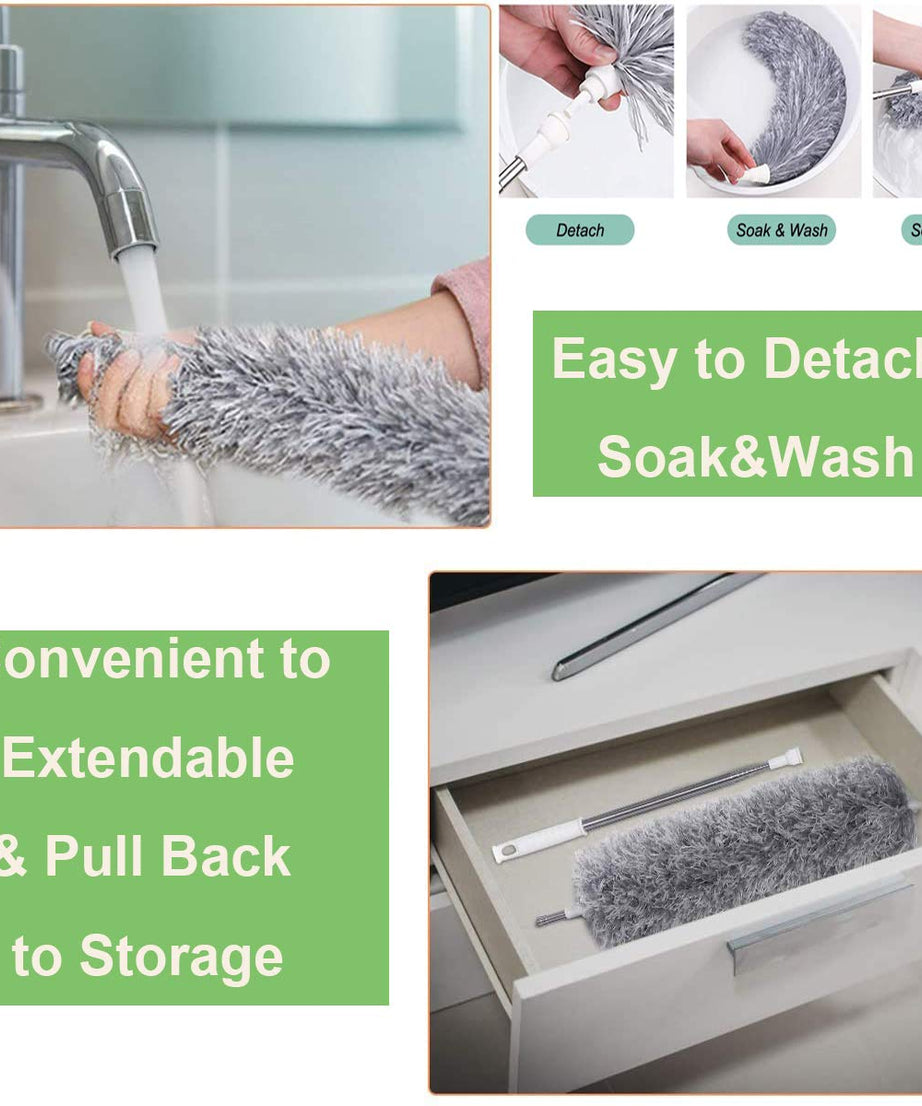 Microfiber Dusters for Cleaning, Telescoping Feather Duster with 100 inches Extendable Handle Pole, Dusting Cleaning Tools for Cleaning High Ceiling, Ceiling Fan, Blinds, Cobwebs, Furniture, Cars