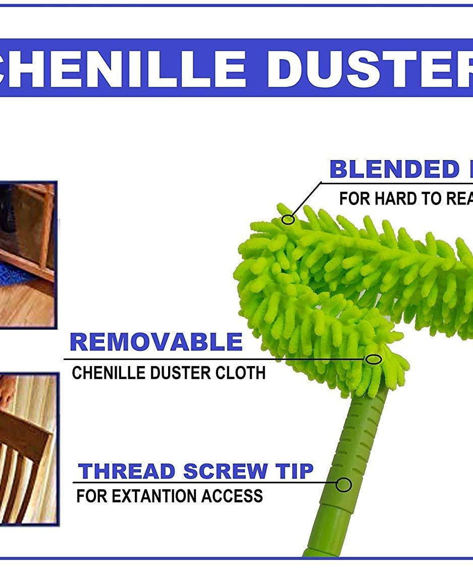Multipurpose cleaning tool for ceiling fans, dusts efficiently and quickly.