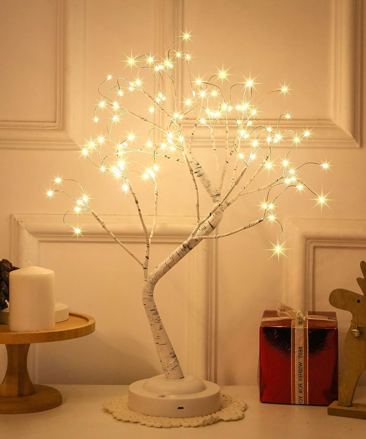 USB or battery operated birch tree light