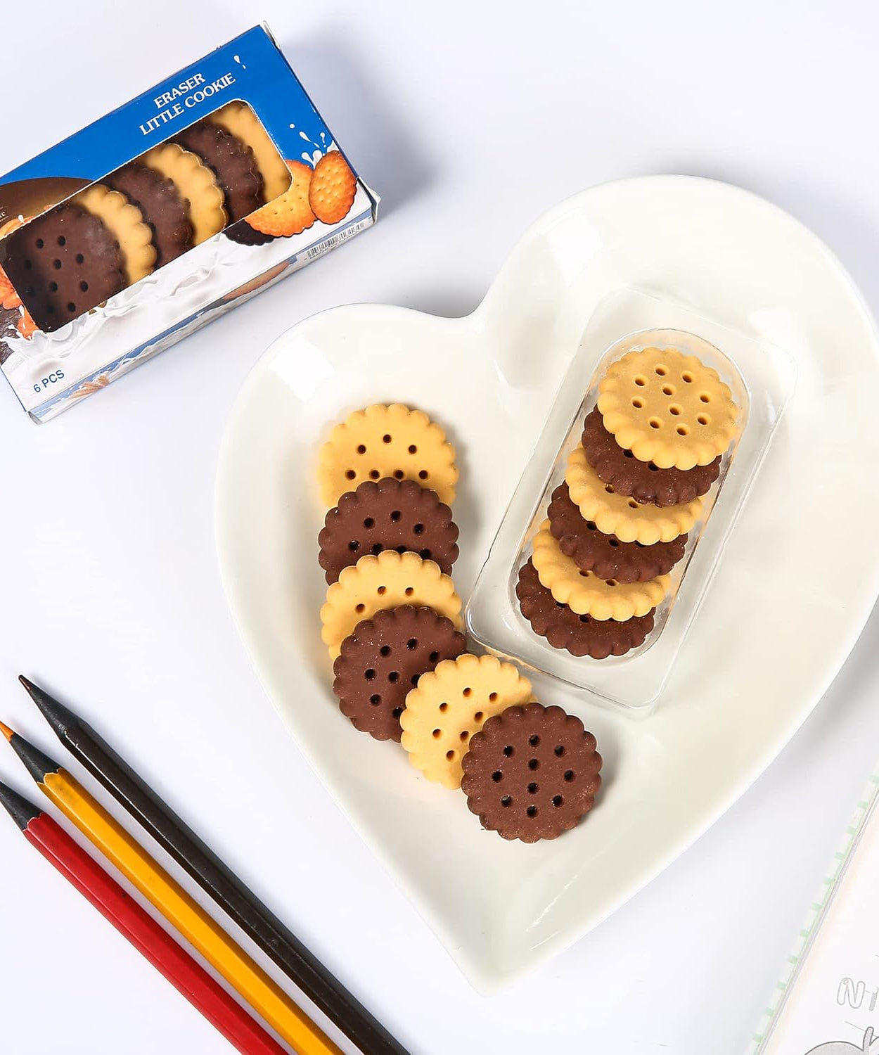 Biscuit-Shaped Erasers | Fun Rubber Stationery for Kids | Creative Birthday Gift Toy (6 Pcs Set)