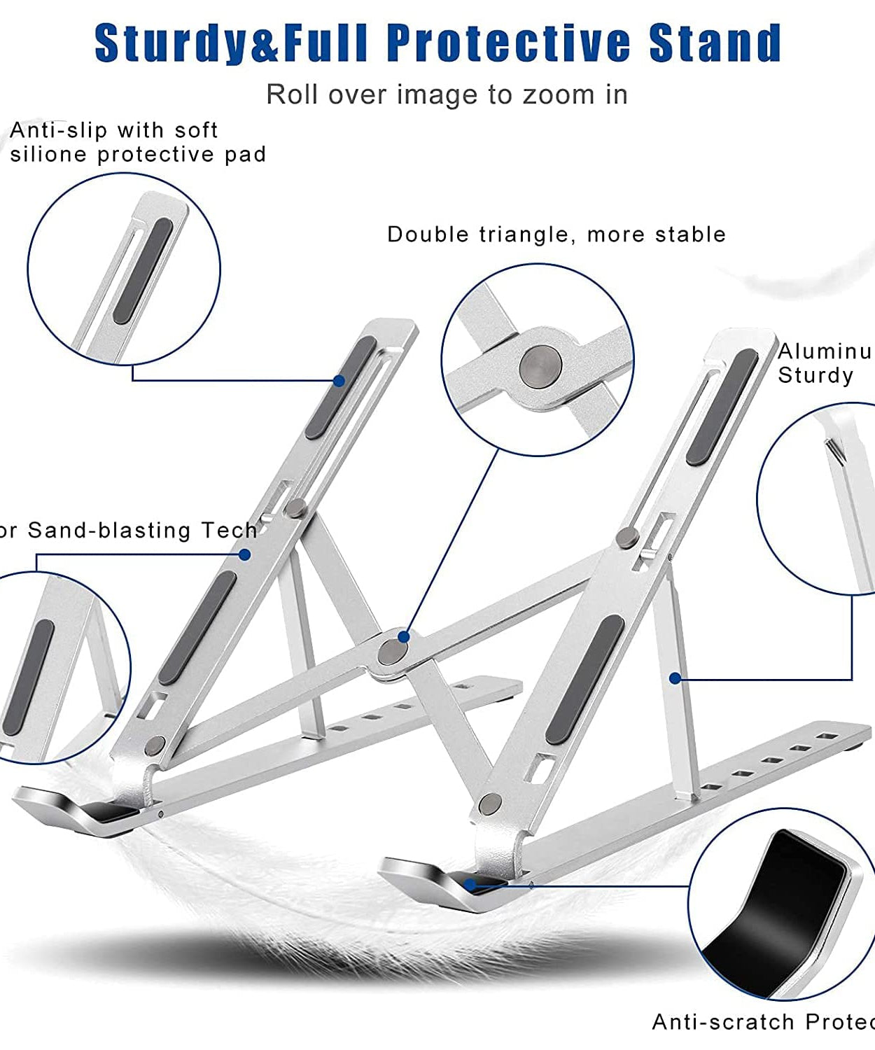 Metal Portable Laptop Stand – 6-Angle Adjustable Riser for Laptops, Phones & Tablets