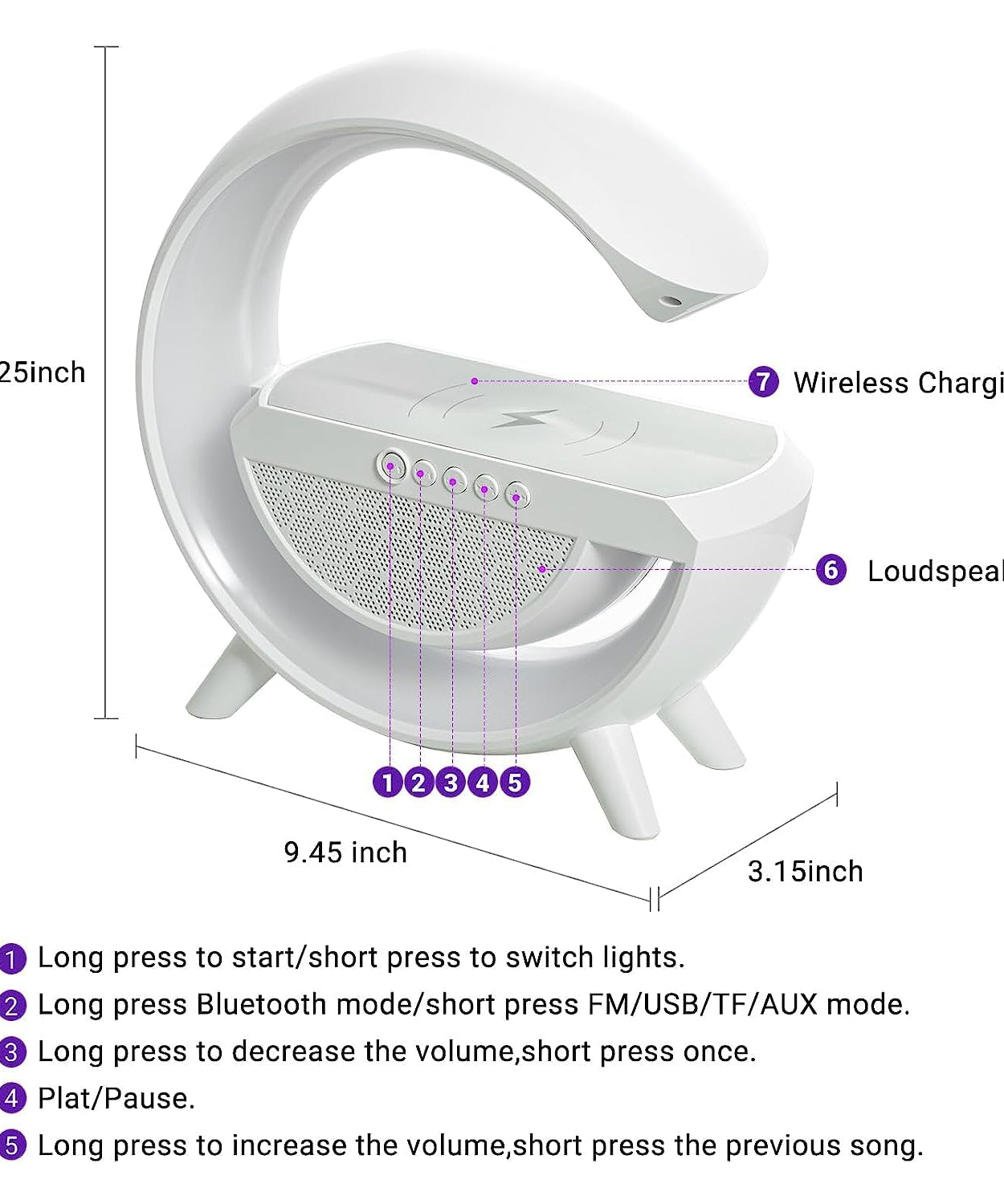 Multi-function night lamp with wireless charging and speaker